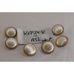 Kasper for ASL Vintage Replacement Buttons Set of 6 Gold Tone Faux Pearl 20mm